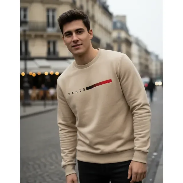Moletom Masculino Gola Careca Flanelado Paris Suéter Frio