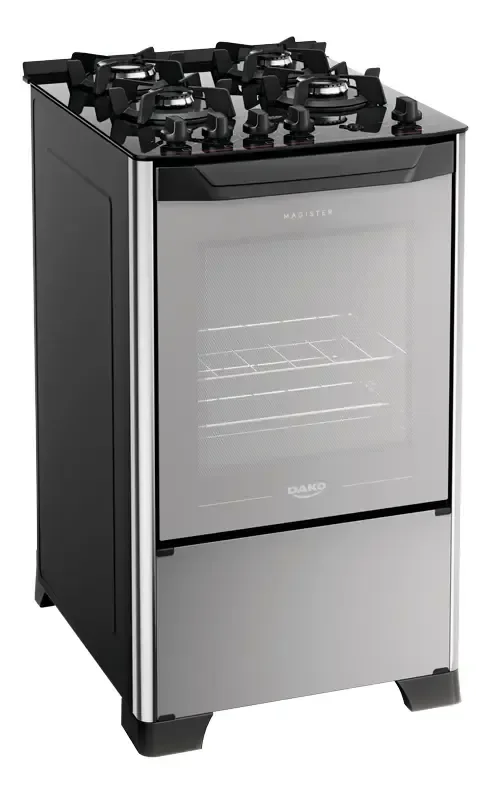 Fogão 4 Bocas Dako Magister Style Com Mesa De Vidro Preto/espelhado 127/220v
