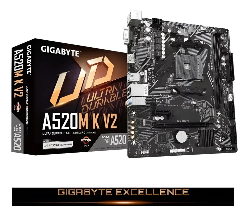 Placa Mãe Gigabyte Ultra Durable A520m Kv2 Amd Am4 Matx Ddr4 Preto