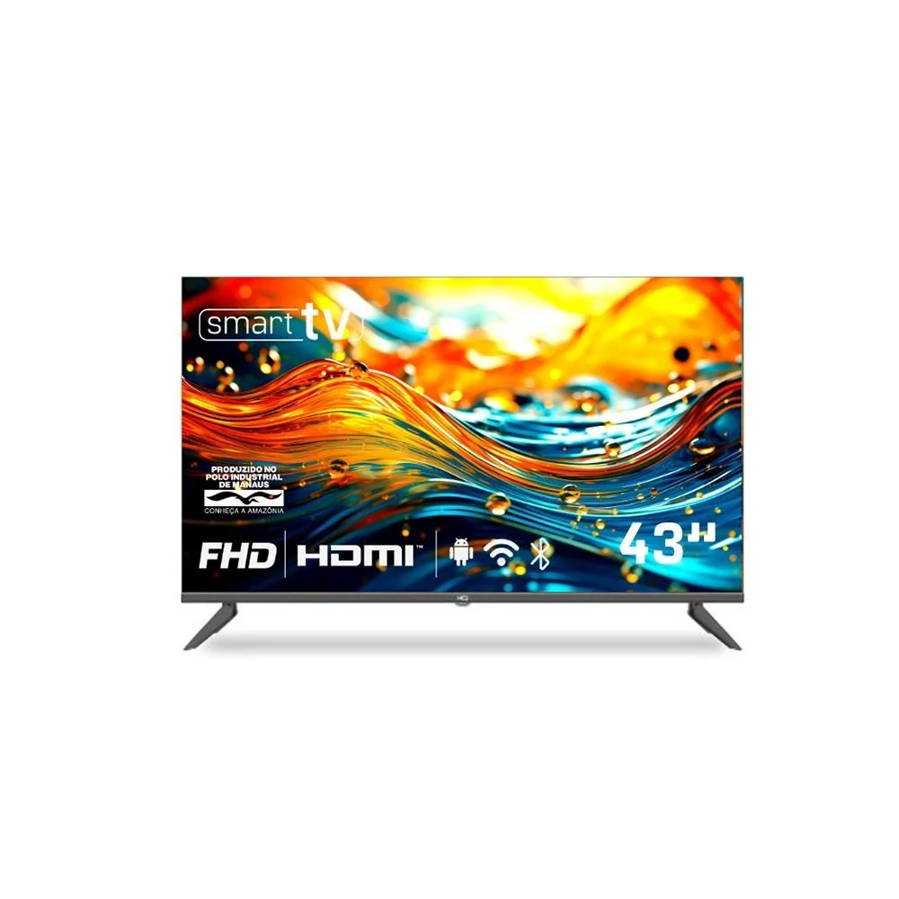 Smart TV HQ 43" Full HD tela sem bordas Android 11 design Slim HQS43NKHM