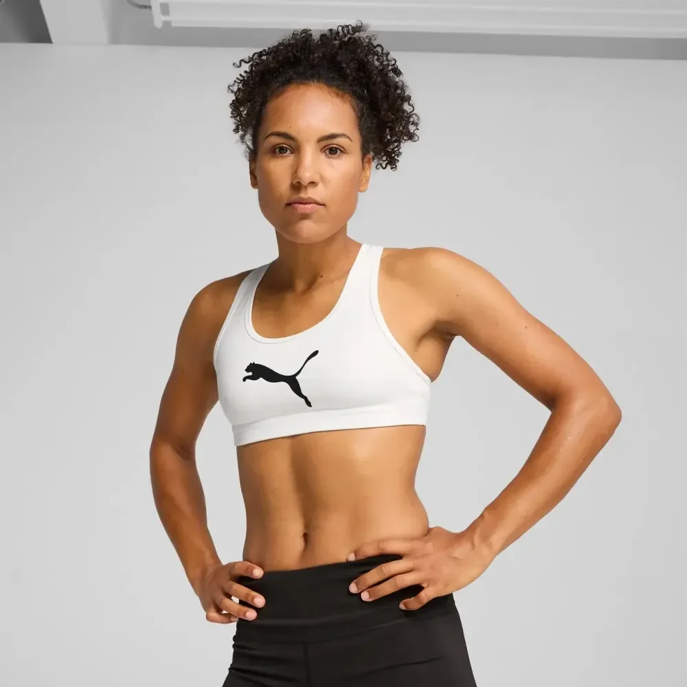 Top Esportivo Feminino 4keeps Sustentação Média Puma Branco Lisa M