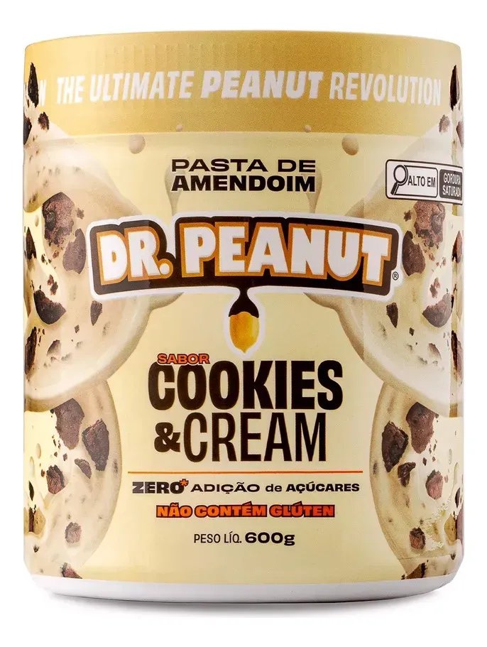 Suplemento em pasta Dr. Peanut Melhor Pasta de Amendoim amentoim cremosa sabor Cookies and cream x 600g