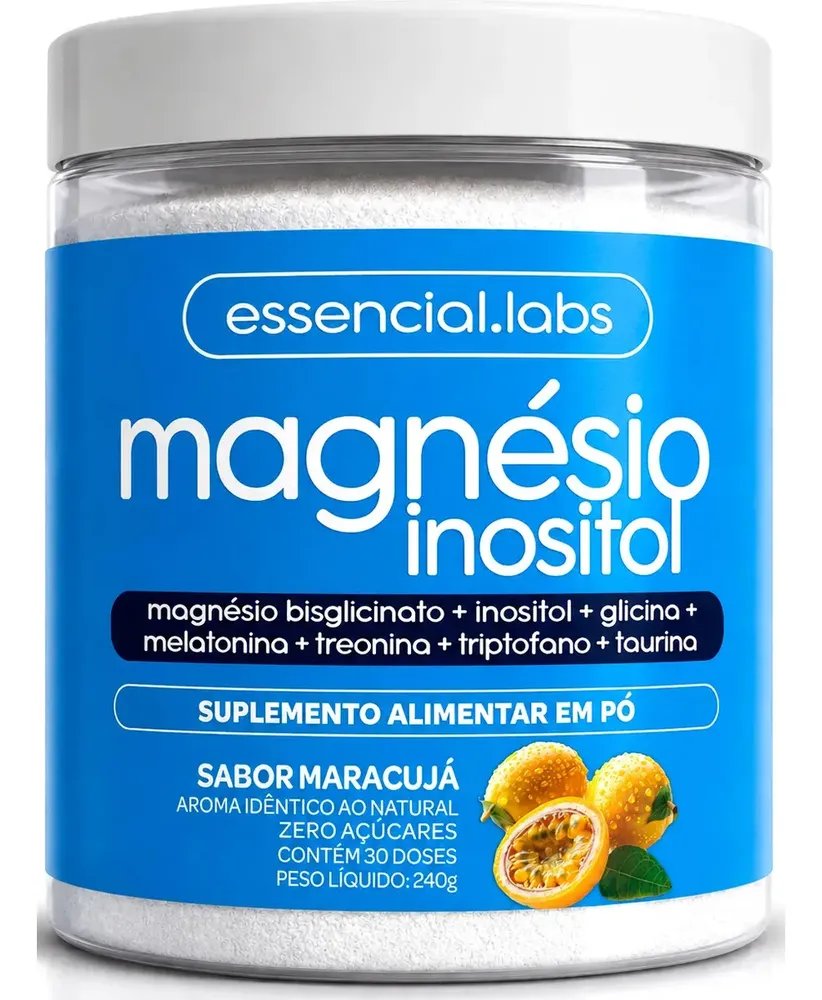 MAGNÉSIO INOSITOL - Fórmula Exclusiva com Magnésio Bisglicinato, Inositol, Glicina, Melatonina, Treonato, Triptofano e Taurina - 240g