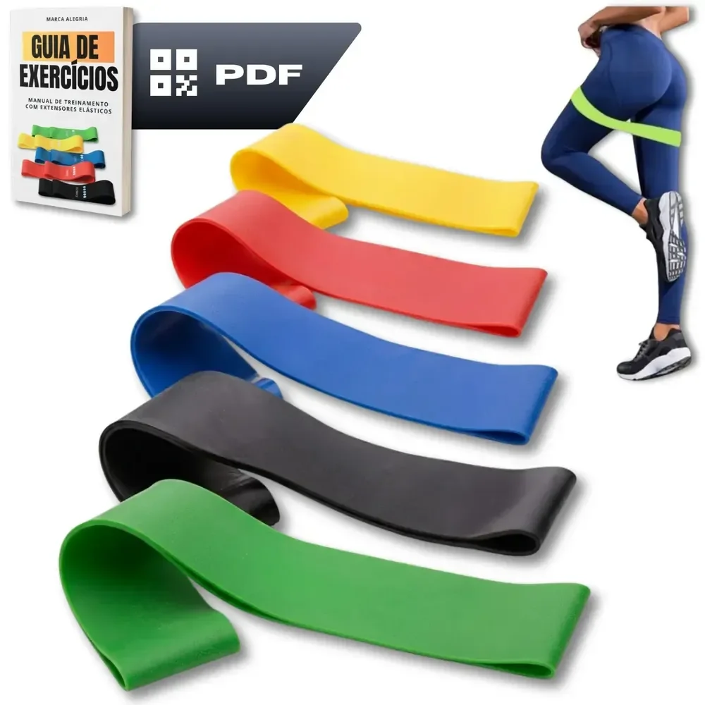 Kit 5 Faixa Elástica Super Mini Band Extensor Elástico Para Treino Resistência Funcional Academia Ginástica Yoga Esporte Banda Extra Forte De Treinamento Thera Pilates Fisioterapia Alegria