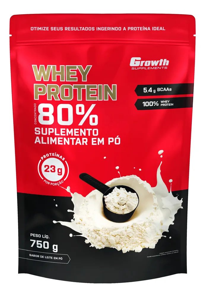 Whey Concentrado 750g Growth Supplements - Variados Sabores Leite Em Pó