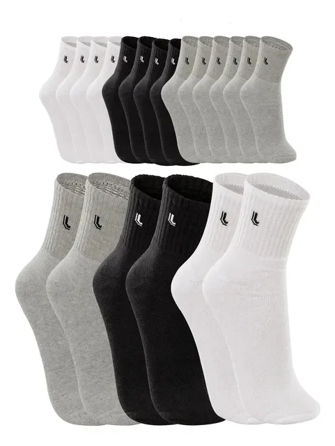 Kit 10 Pares Meias Lupo Masculina Cano Medio Algodão Walk