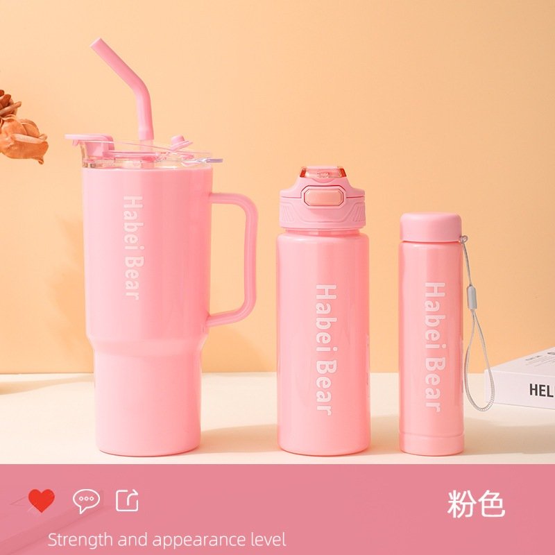 Kit 3 Garrafa Copo Tendência Agua Squeeze Com Adesivos Lembretes beber Agua