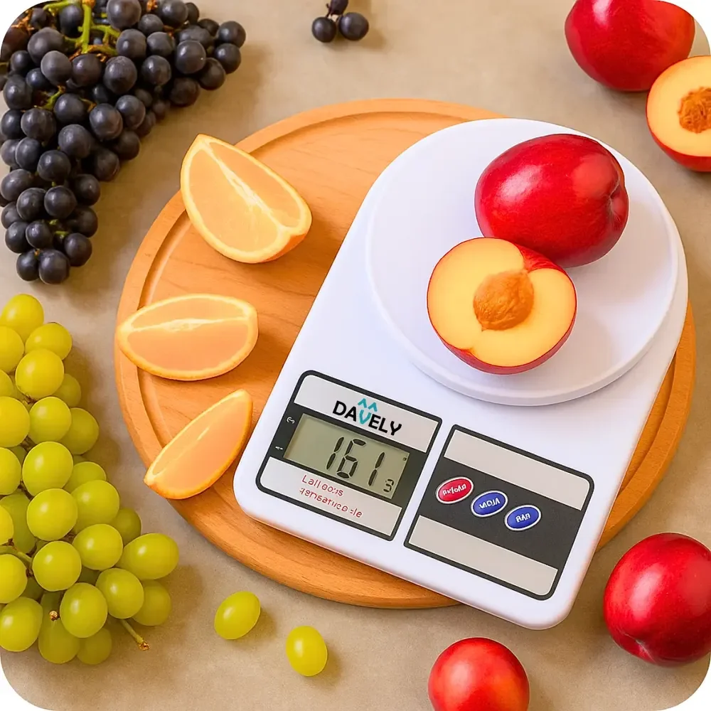 Balança Digital De Cozinha Para Alimentos, 10 Kg E Precisão De 1g Profissional E Uso Domestico Nutricional Para Pesar Alimentos Ou Confeitaria Comida Davely Branco