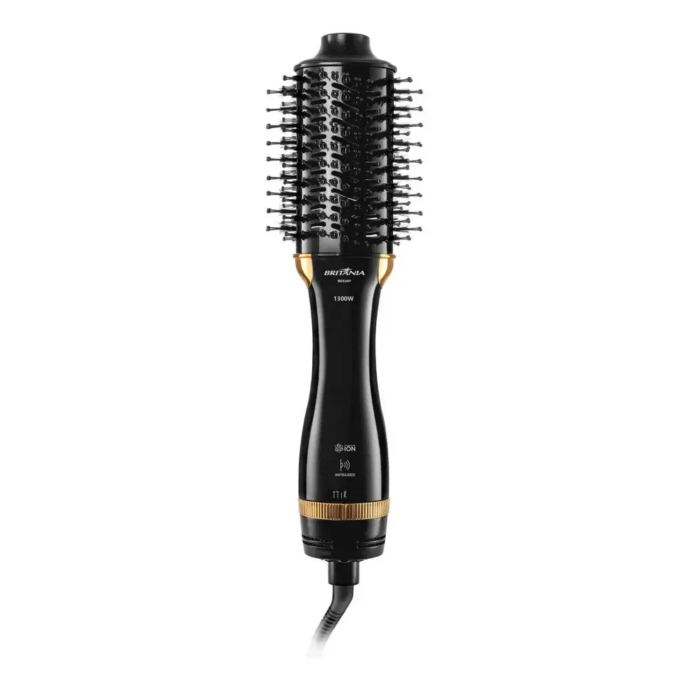 Escova Secadora Britânia Nanocerâmica 1300w Infrared Bes24p Bivolt 127/220v