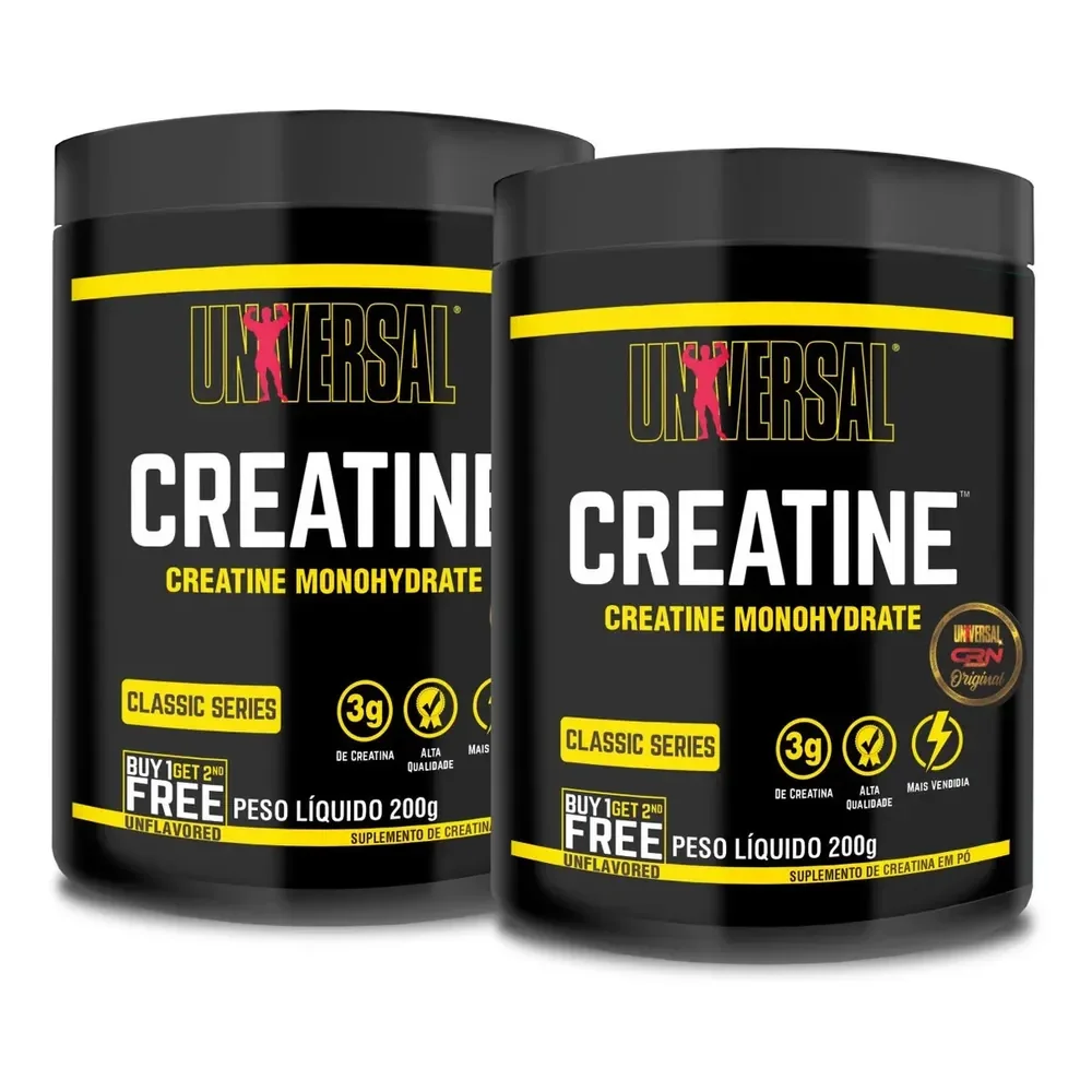 Pack 2 Suplementos Em Pó Universal Creatine Monohydrate Em Pote De 200g Cada Sem Sabor