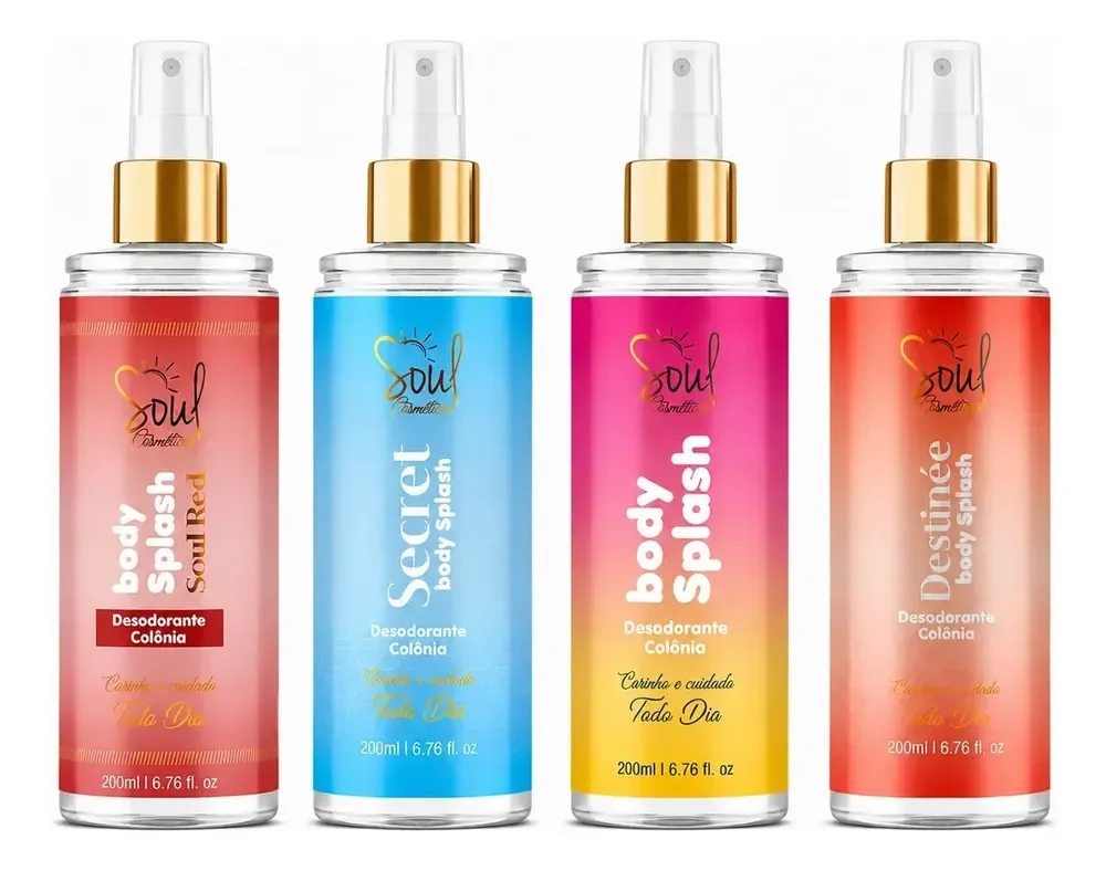 Kit C/4 Body Splash Perfume Corporal Desodorante Colônia 200ml Feminino