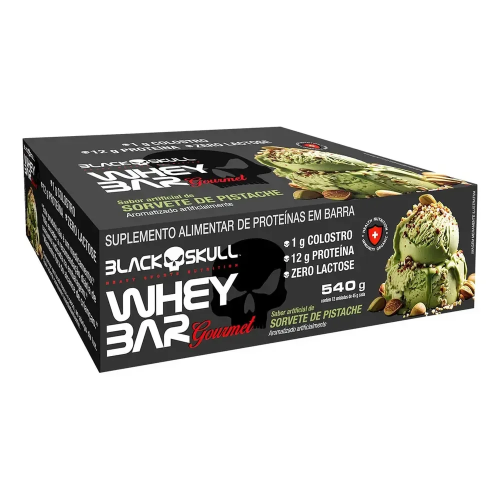 Barra De Proteína Gourmet C/ Colostro - Display C/ 12 Black Sabor Pistache