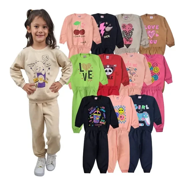 Kit 6 Peças Moletom Menina Infantil Inverno Atacado Barato