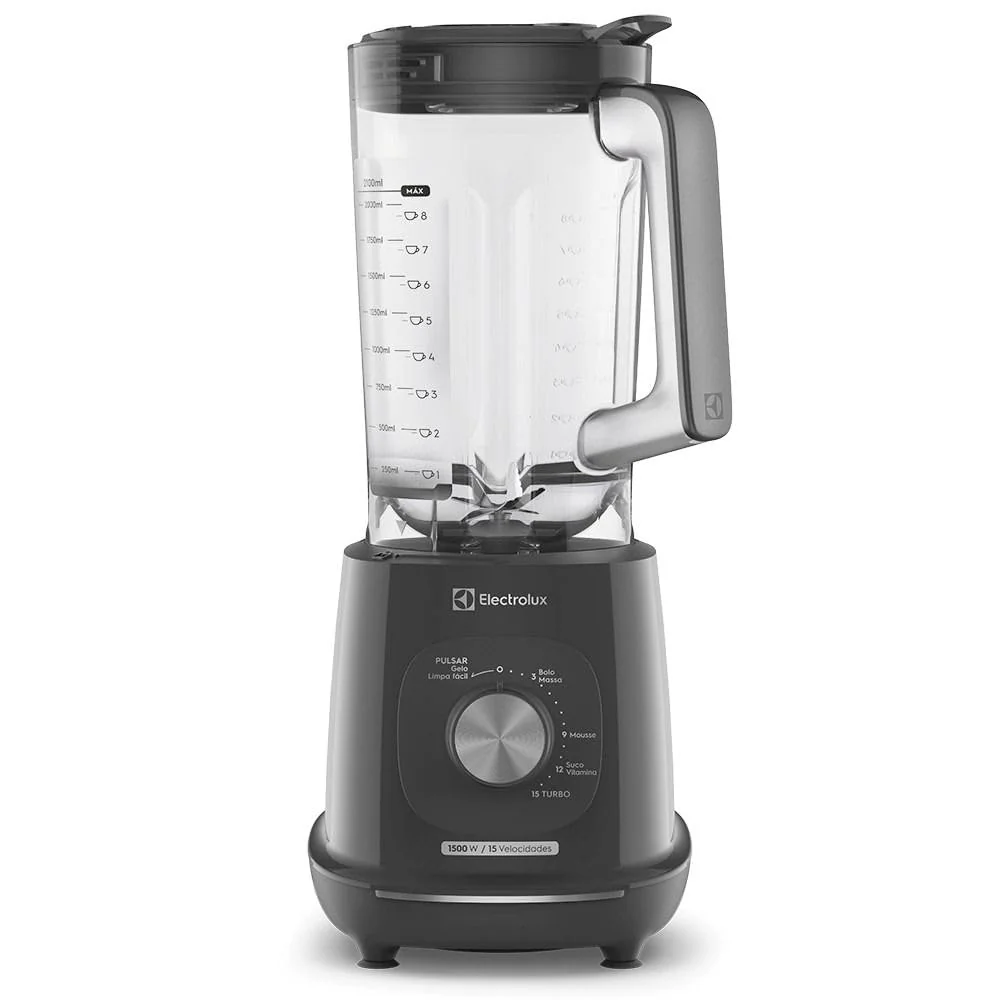Electrolux Liquidificador 1500W 3,2L Pulsar 3 em 1 15receitas pre-programadas Efficient com TriForce 15 Velocidades Cinza EBL1500 127v