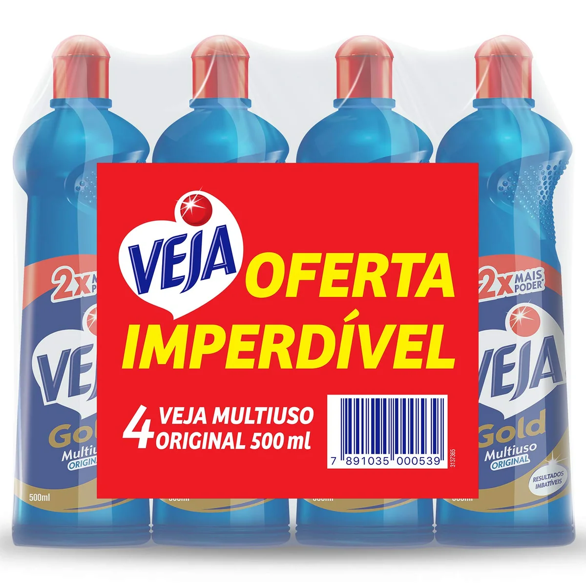 Kit com 4 Limpadores Veja Gold Multiuso Original 500ml, Veja, Azul