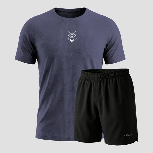 Kit Bermuda+camiseta Lobo Dry Fitness Academia Alpha