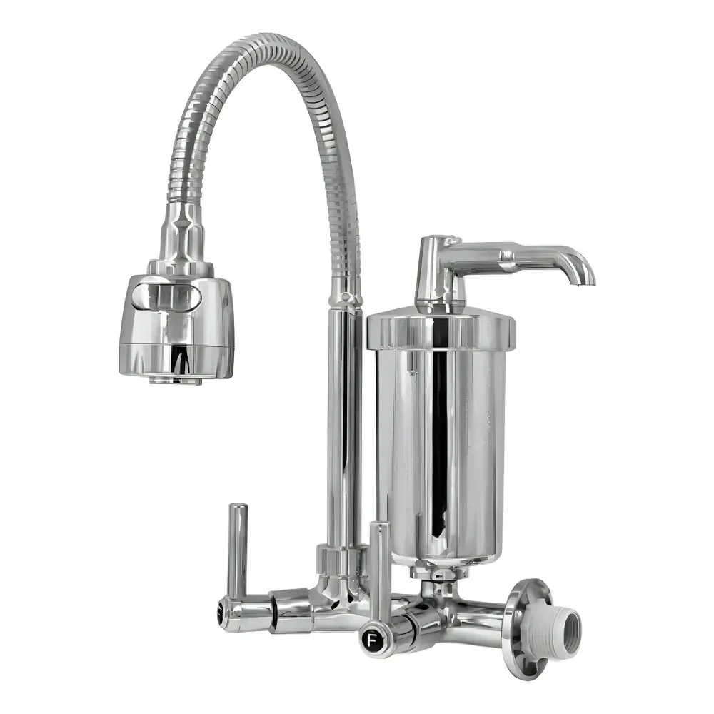 Torneira De Cozinha Duplo Comando Filtros Duh Gourmet 1175 Com Filtro De Água Prateado Acabamento Cromado