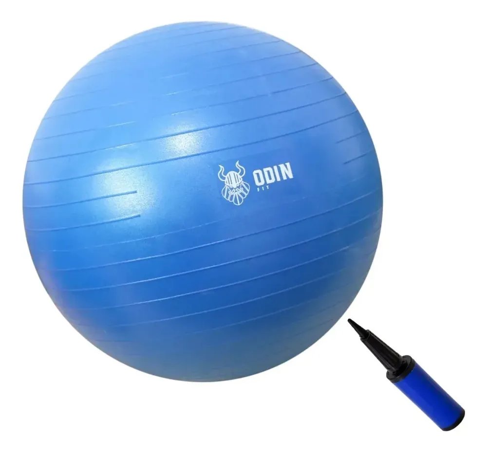 Bola Pilates Suiça Yoga Abdominal Gym Ball 65cm Bomba Cor Azul