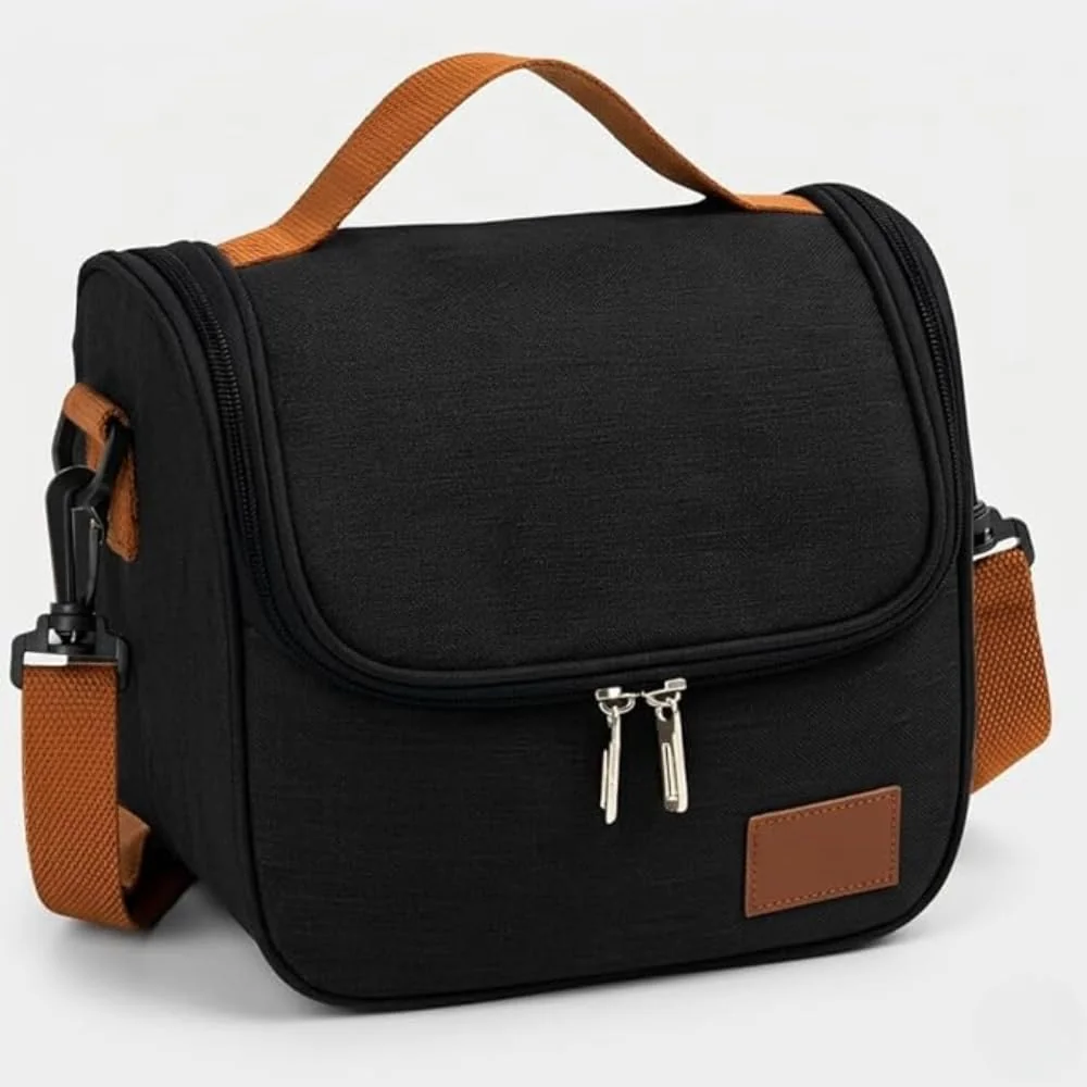 Bolsa Térmica Lancheira com Alça de Ombro para Marmita - Academira, Trabalho, Escola, Faculdade e Passeios - Marmiteira Impermeável Resistente 7 Litros - Cor PRETA