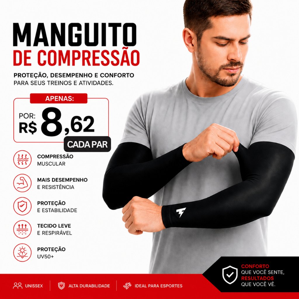 2 Par de Manguito Térmico Unissex Proteção Solar UV50 Malha Fria Segunda Pele Esporte Volei Corrida