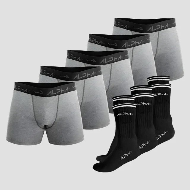 Kit Underwear Confort Sport Alpha -  5 Cuecas + 3 Meias