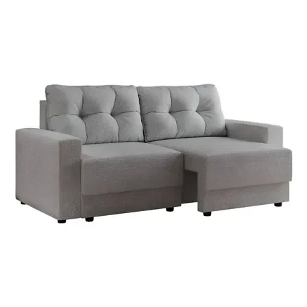 Sofá 3 Lugares Retrátil Lubeck Linho Cinza Liso