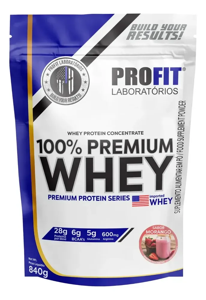 Whey Protein 100% Concentrado Premium 840g Profit Morango