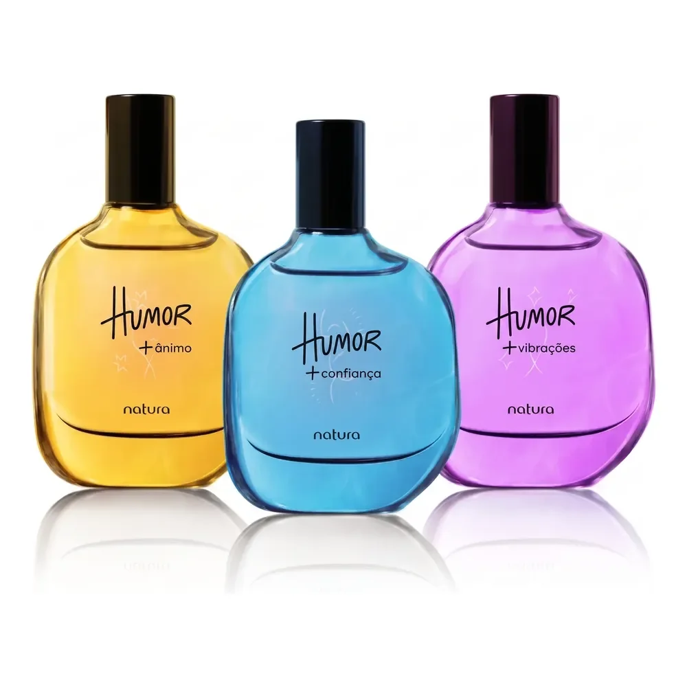 Kit Natura Humor Mood Boosters: Colônia Vibrações 25ml + Confiança 25ml + Ânimo 25ml (layering/sobreposições))