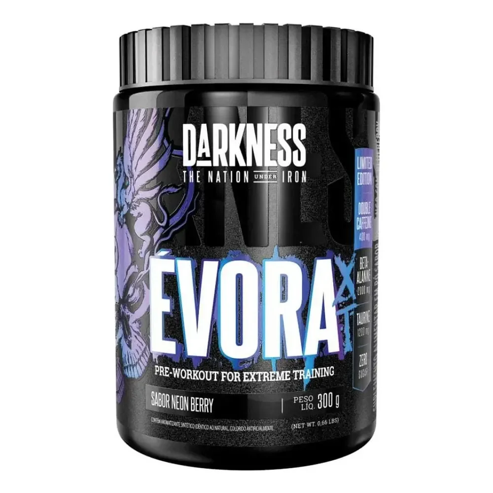 Evora Xt Darkness Integralmedica  Pré-treino Sabores Frutas Neon 300g Potente Energia Neon Berry