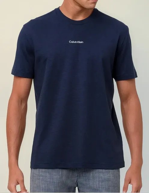 Camiseta Calvin Klein Flame Front Logo Azul Marinho