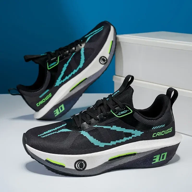Tênis De Corrida Caiqiss Com Placa De Fibra De Carbono Preto Geométrico 40