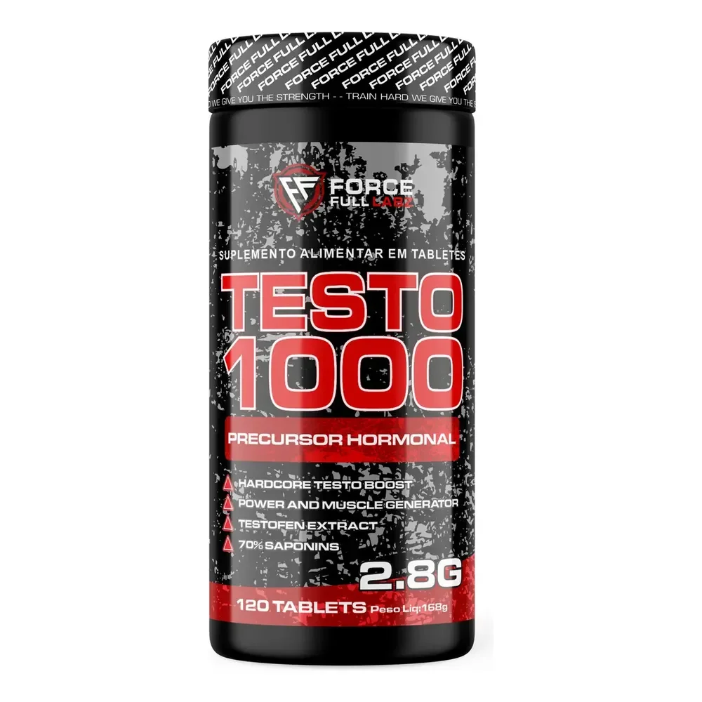 Testo 1000 100% Feno Grego 450mg, Boro, Vit B6, B12 Capsulas Premium Puro 120 Tabs - Force Full Labz Sem Sabor