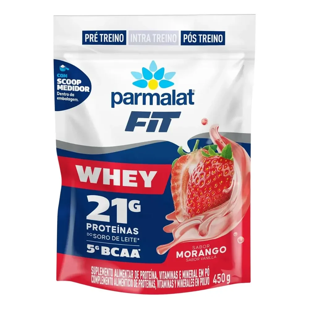 Suplemento Whey Protein Sabor Morango Parmalat Wheyfit 450g