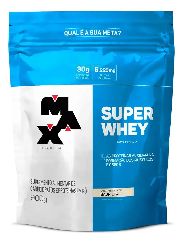 Proteína Max Titanium Super Whey Refil em pó sabor Baunilha x 900g