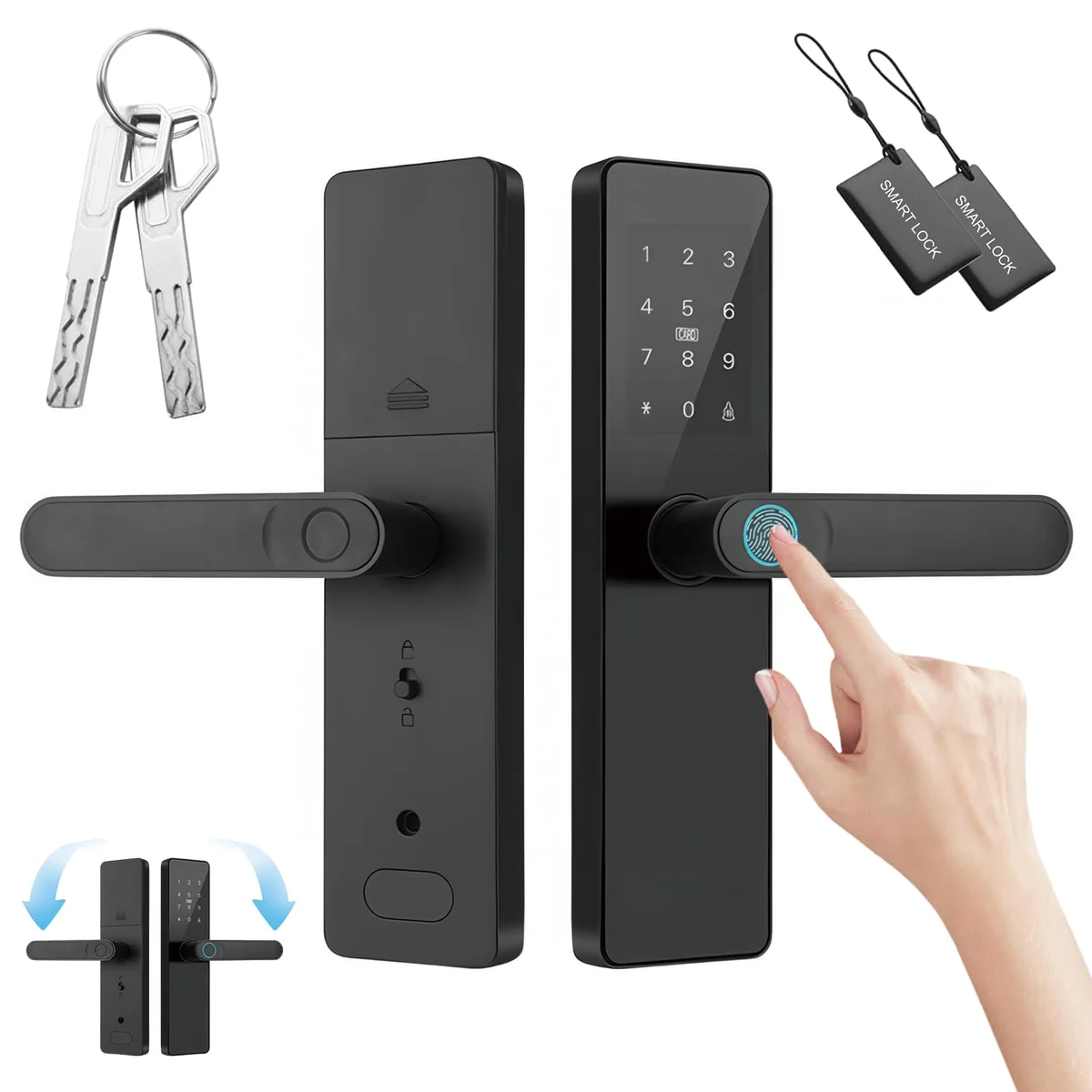 Fechadura Inteligente Biométrica, Fechadura digital avançada com impressão digital - 4 maneiras de desbloqueio, senha virtual, travamento automático, alarme de violação e cilindro de grau C