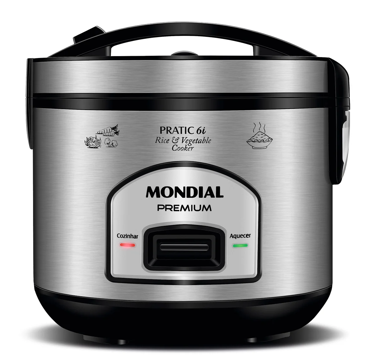 MONDIAL Panela Elétrica de Arroz, Preto/Inox, 500W, 220V - PE-43-6X