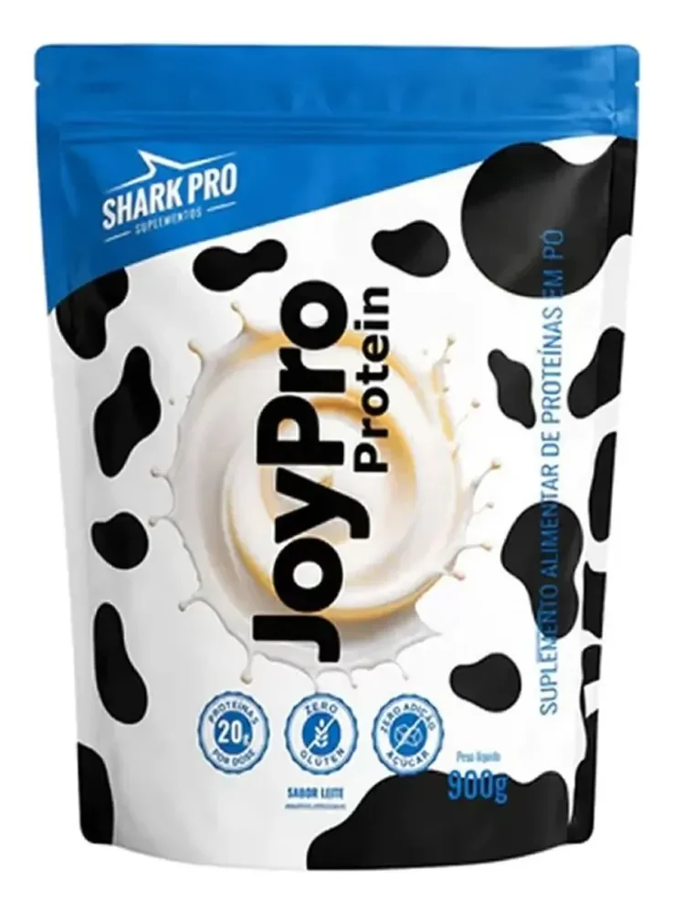 Whey Protein Joypro Shark 900g Refil Com 20g Proteina Dose Leite Leite