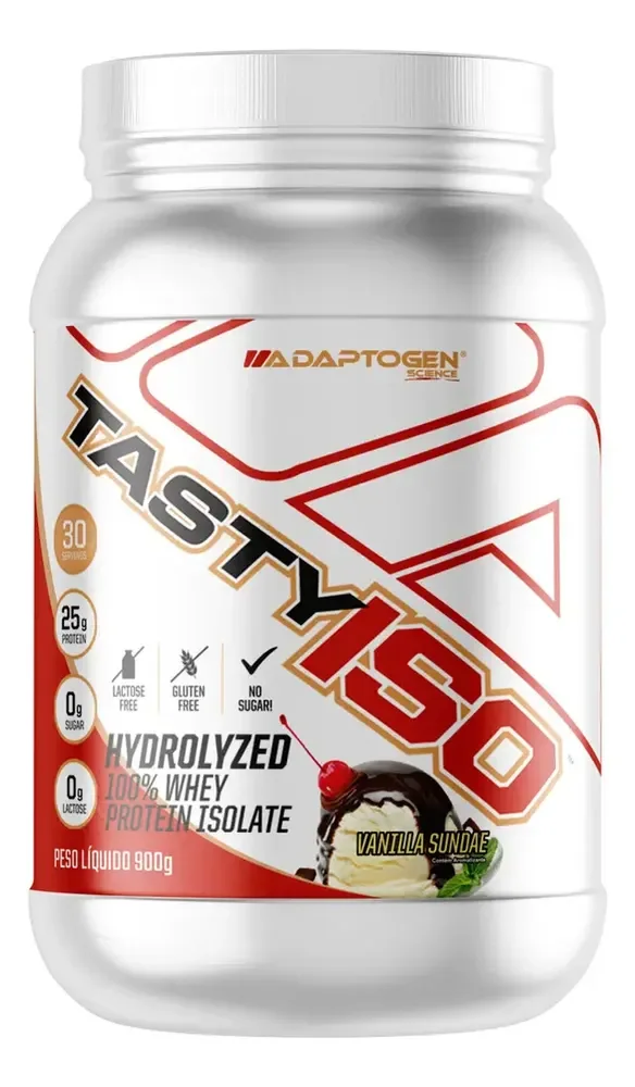 Suplemento Tasty Iso Whey Protein Isolado Pote 900g Adaptogen Science Sabor Baunilha