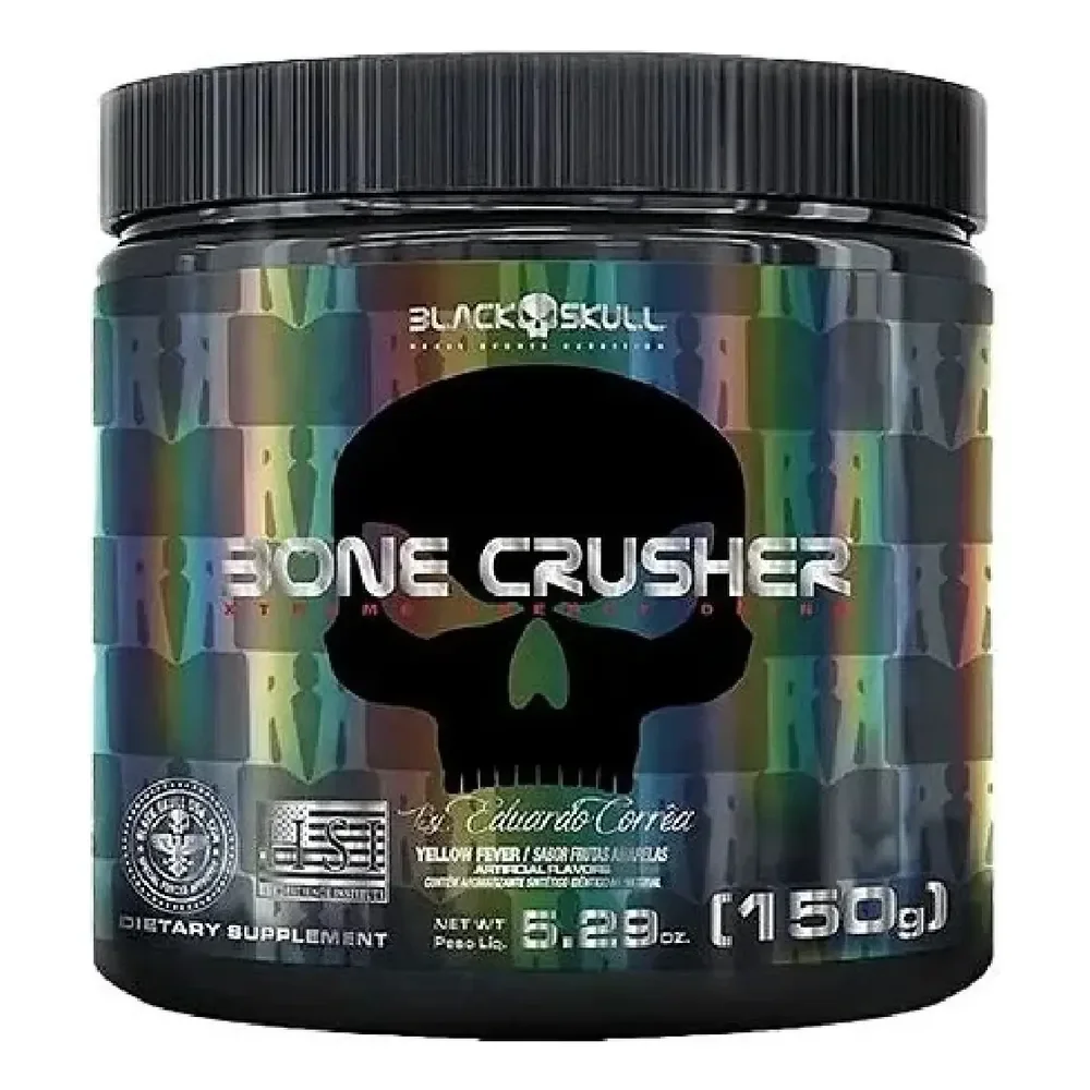 Pré-treino Bone Crusher 150g Cedric Mcmillan - Black Skull Sabor Frutas Amarelas Yellow Fever