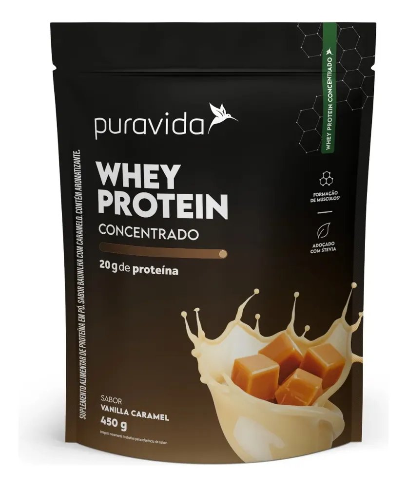 Puravida Whey Protein Concentrado Em Pó 450g Baunilha