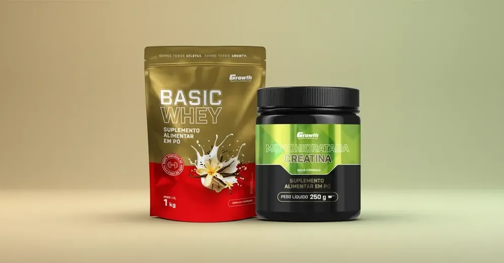 Kit Growth: Whey Protein Basic Baunilha 1kg + Creatina Monohidratada 250g
