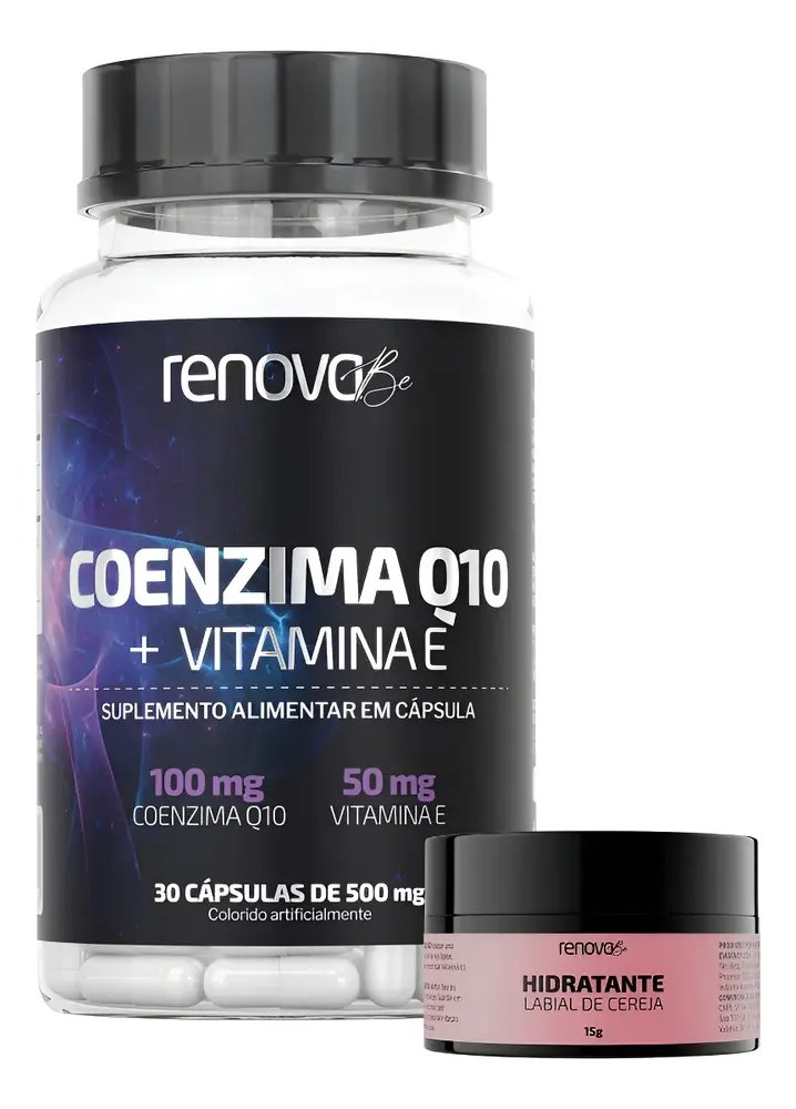 Coenzima Q10 Coq10 100mg + Vitamina E 30 Cápsulas Renova Be Hidratante Labial