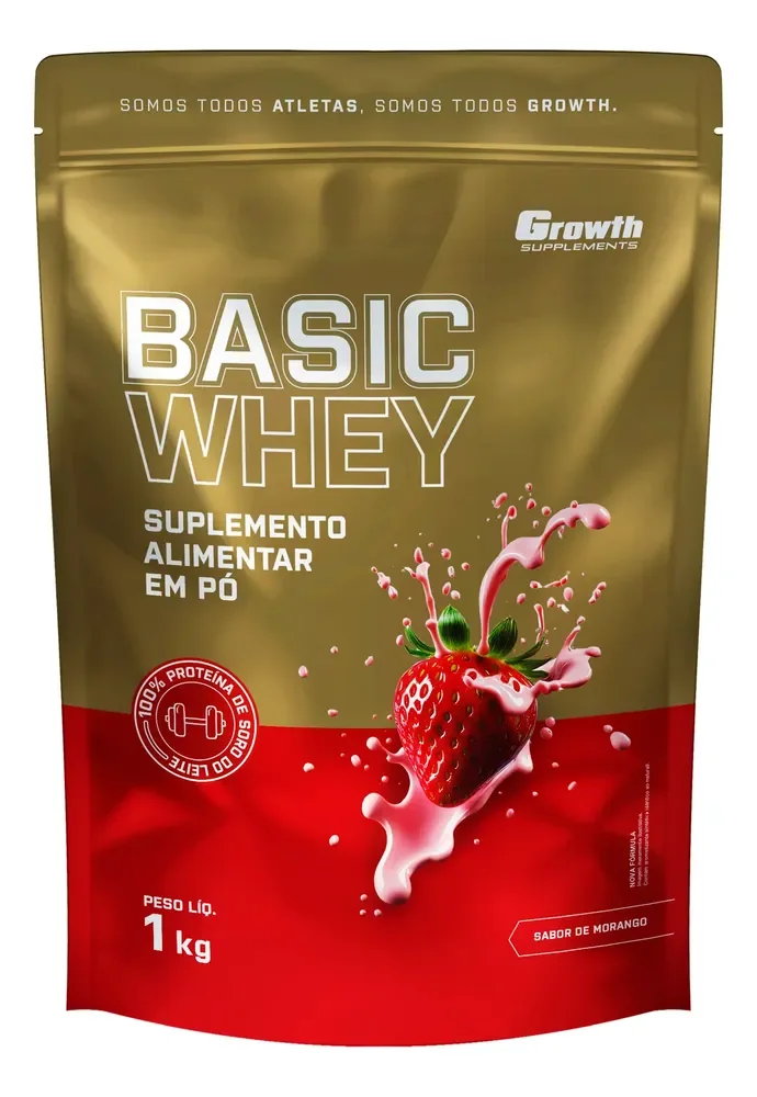 Basic Whey 1kg Growth Supplements Morango