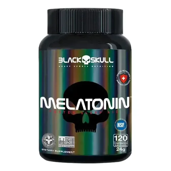 Melatonina Black Skull (120 Comprimidos) Sublingual Sabor Sem Sabor