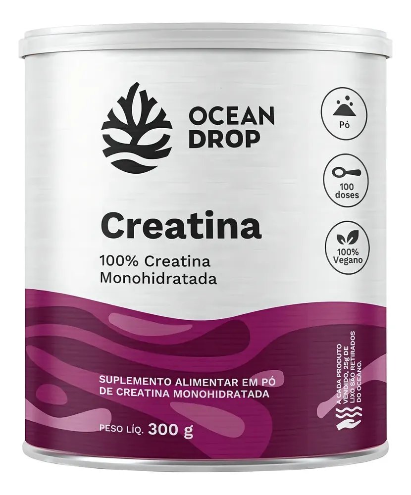Creatina Ocean Drop 300g Monohidratada Sem Sabor