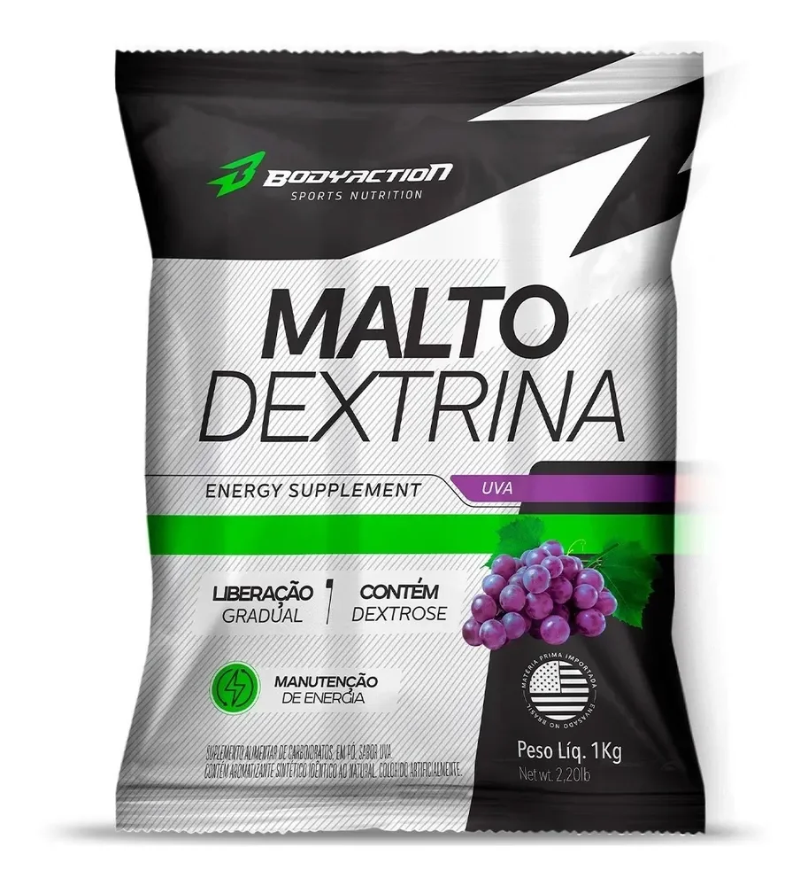 Suplemento Em Pó Bodyaction Malto Dextrina Sabor Uva Em Saco