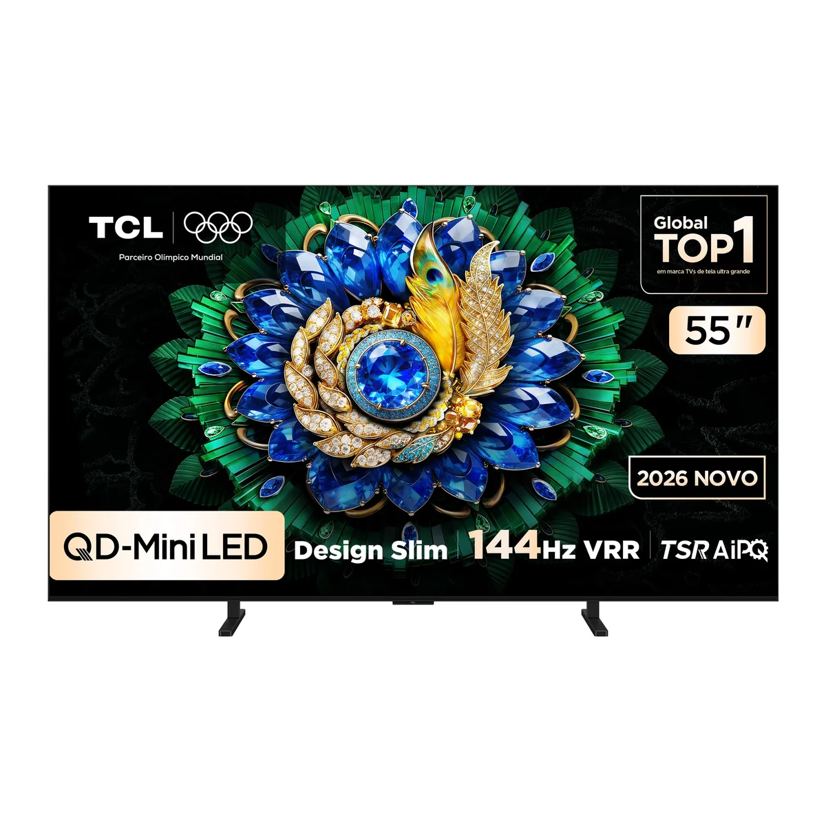 Smart TV TCL 55 Polegadas QLED Mini LED 4K A400M WiFi Bluetooth Google TV HDR10+ 144 Hz VRR 55A400M