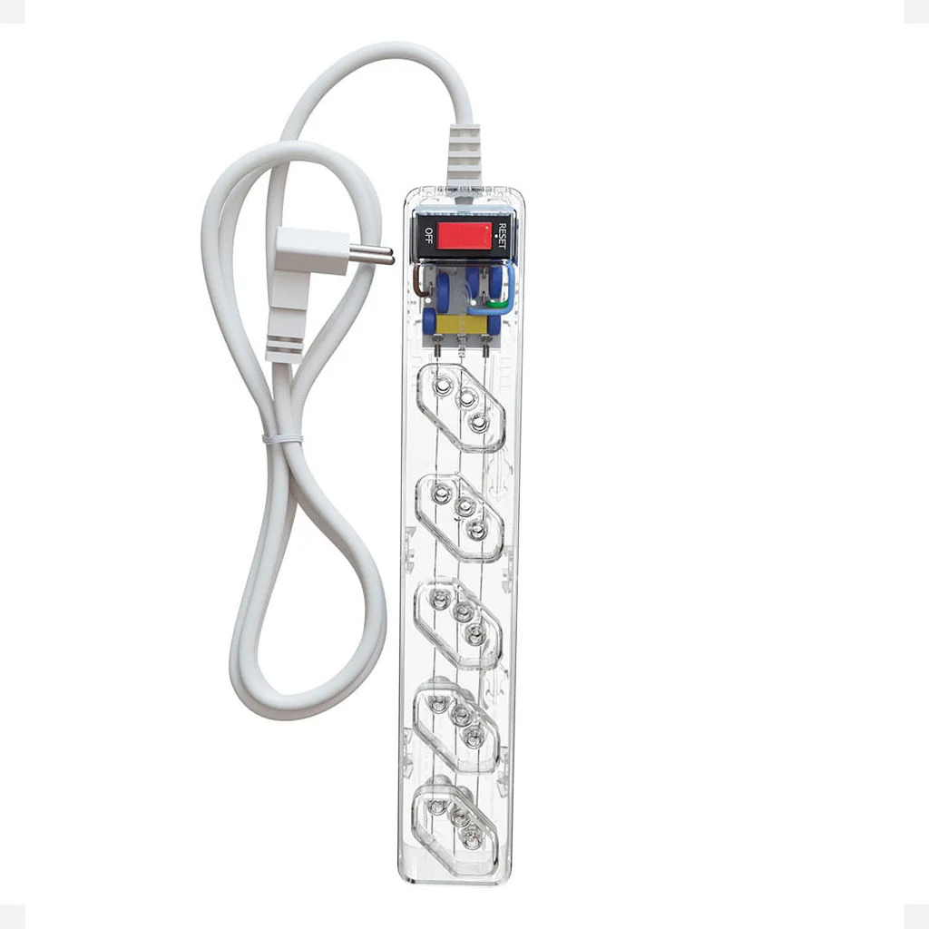 iCLAMPER Energia 5 Tomadas LCF Transparente Filtro de Linha e Protetor Elétrico DPS Bivolt