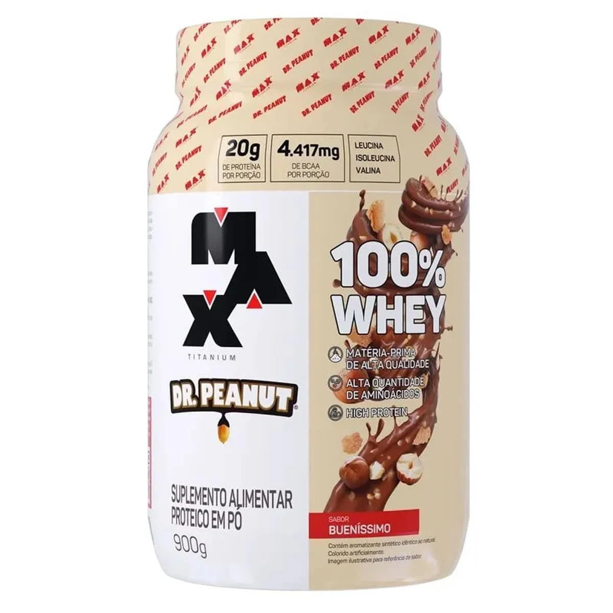 100% Whey Max Titanium x Dr. Peanut (900g), Sabor Bueníssimo