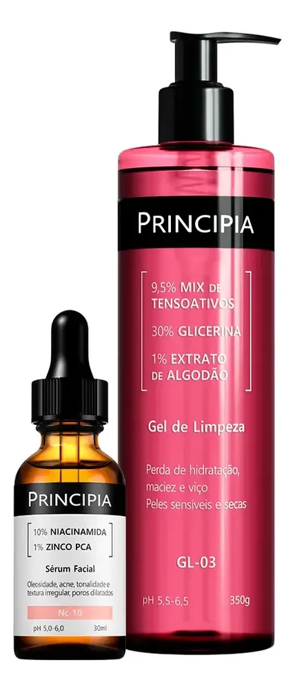 Principia Kit Gel Limpeza Gl-03 + Sérum Niacinamida 10% Seca Dia/noite